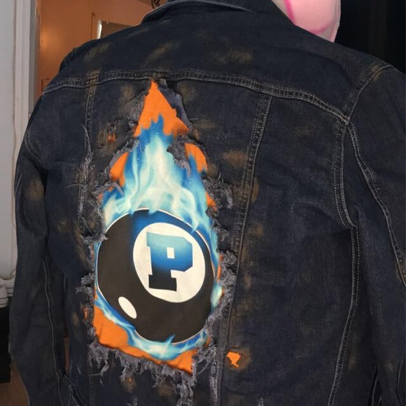 Custom pink dolphin denim jacket - Picture 1 of 6